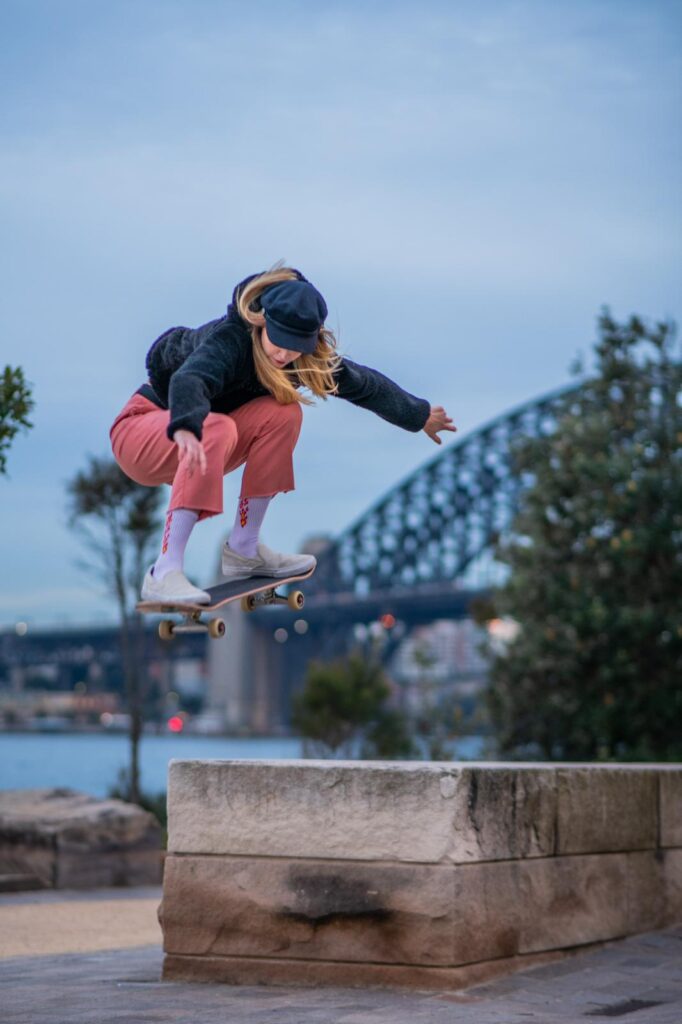 Skating Skateboarding, Sydney Harbour Bridge, Aimee Massie, Kickflip